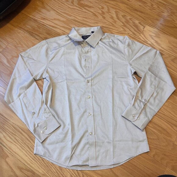 Flex Luxury Collection Long Sleeve Button Up Shirt Beige/Tan Mens Size S - Picture 1 of 4
